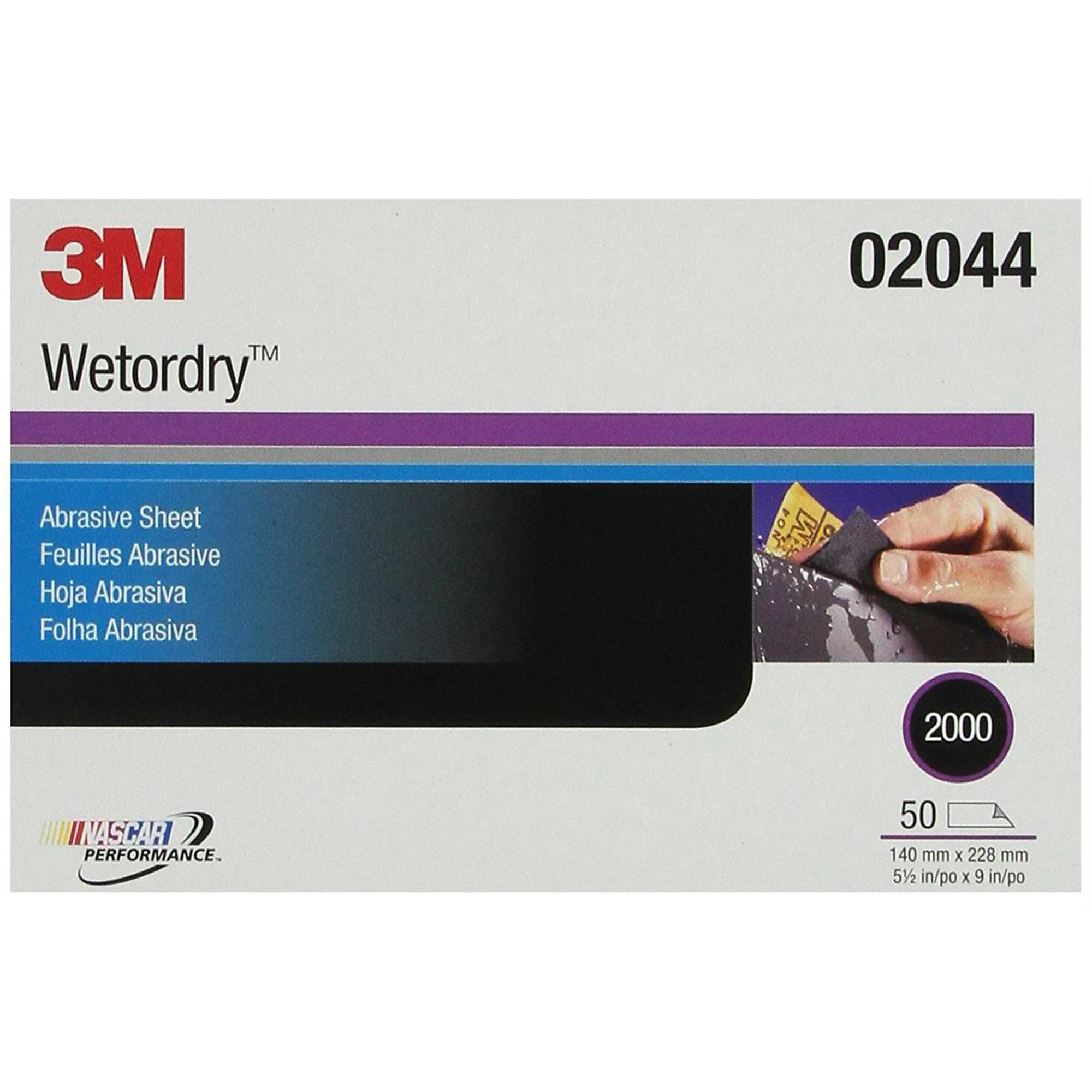 3M Micro Fine Sandpaper — 2000 Grit, 5.5in. x 9in., 50 Sheets, Model# MMM2044